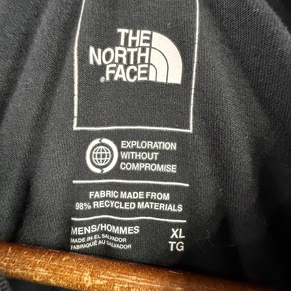 The North Face Mens XL Black Graphic T-Shirt Box Logo Recycled Materials